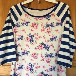 Floral Stripe 3/4 Sleeve